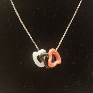 Tiffany & Co. Triple Open Heart Gemstone Necklace